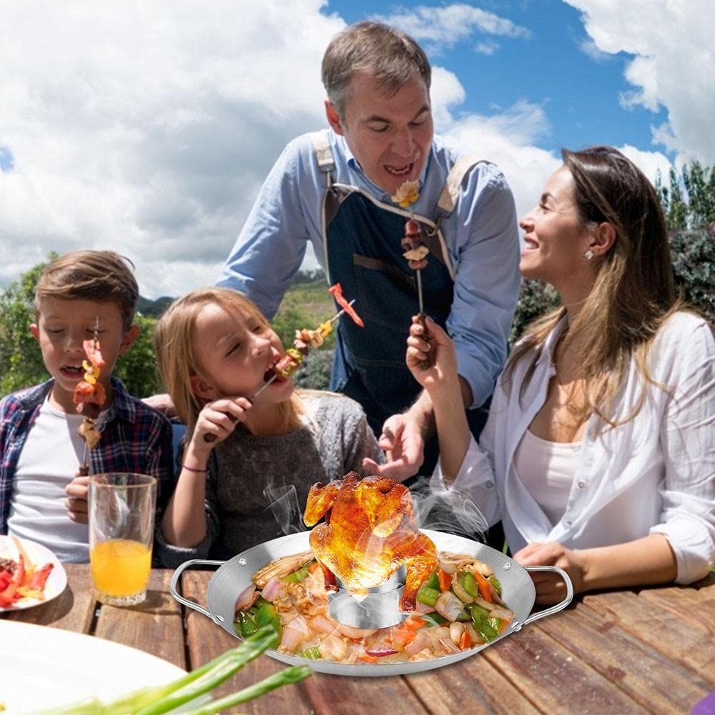 Uchwyt na kurczaka ze stali nierdzewnej – stojak na grilla do grillowania pionowego – duży stojak na dym 30 cm i kosz na warzywa – najlepsze akcesoria do grillowania