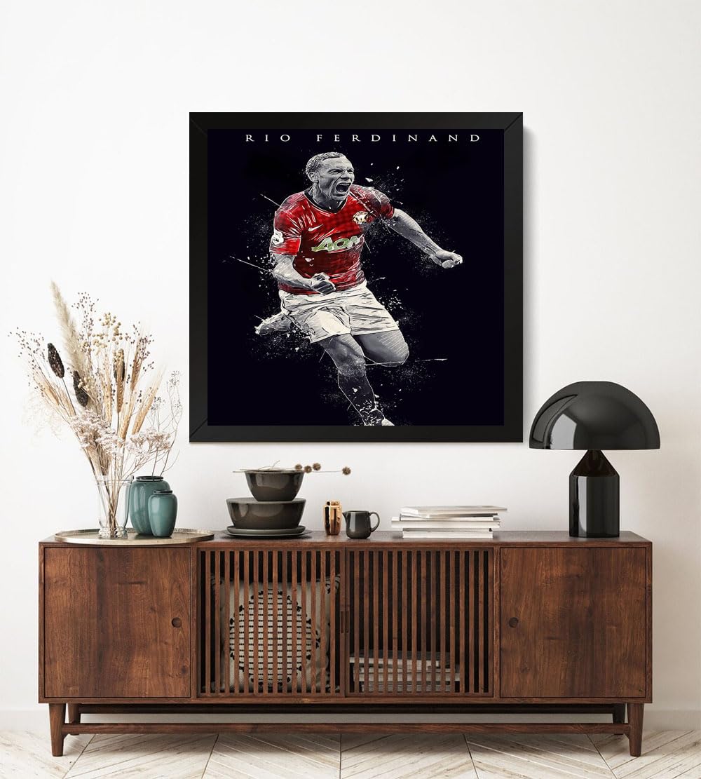 GADGETS WRAP Printed Photo Frame Matte Painting for Home Office Studio Living Room Decoration (20x20inch Black Framed) - Rio Ferdinand