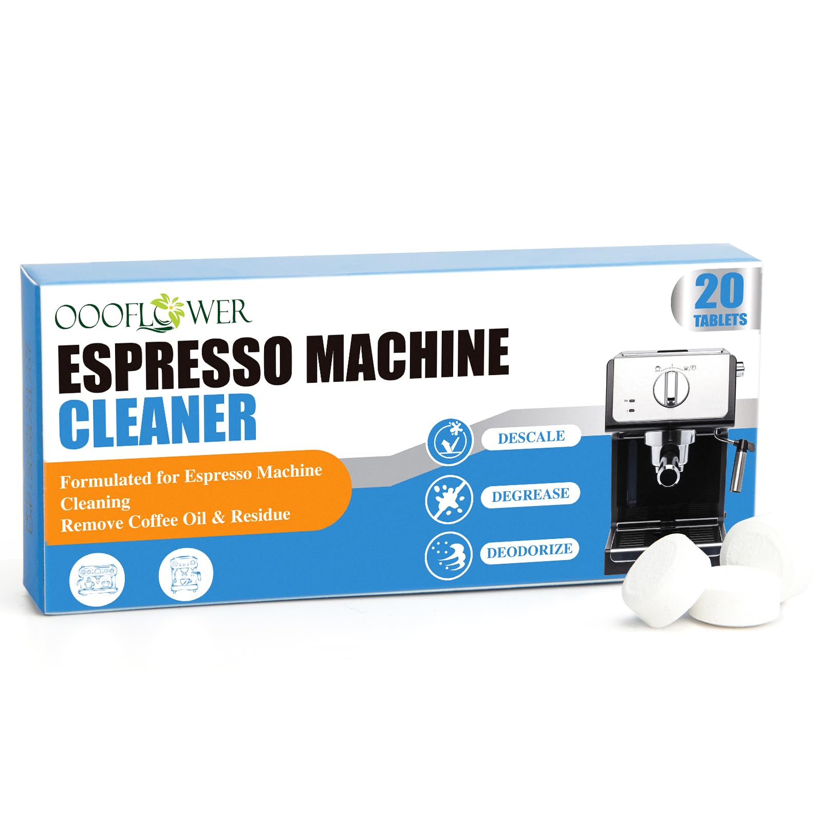 OOOFLOWER Coffee Machine Cleaning Tablets-20 Count