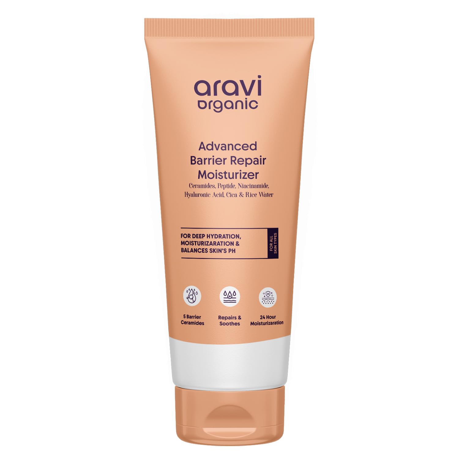 Product image of Aravi Organic Advanced Barrier Repair Moisturizer - With Ceramide, Peptide, Hyaluronic Acid & Cica - For Deep Moisturizing, Strengthening & Skin Barrier Repair - For All Skin Types - 100 gm