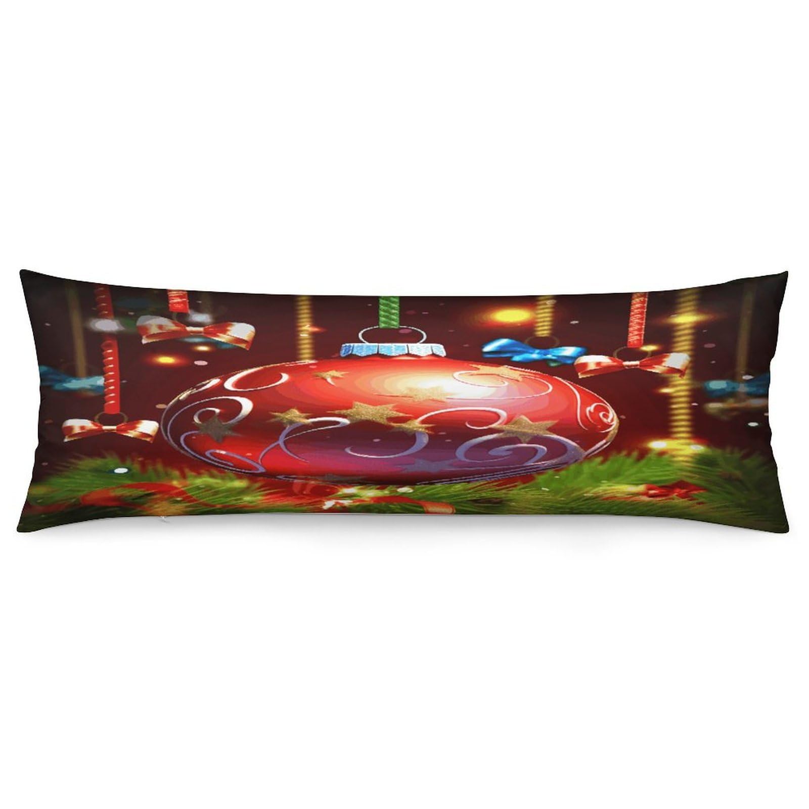 Xmas Ball Body Pillowcase Soft Breathable Full Long Pillow Cover 20x54 Inches Polyester Pillow Case with Hidden Zipper Closure for Bedroom Home Decorations