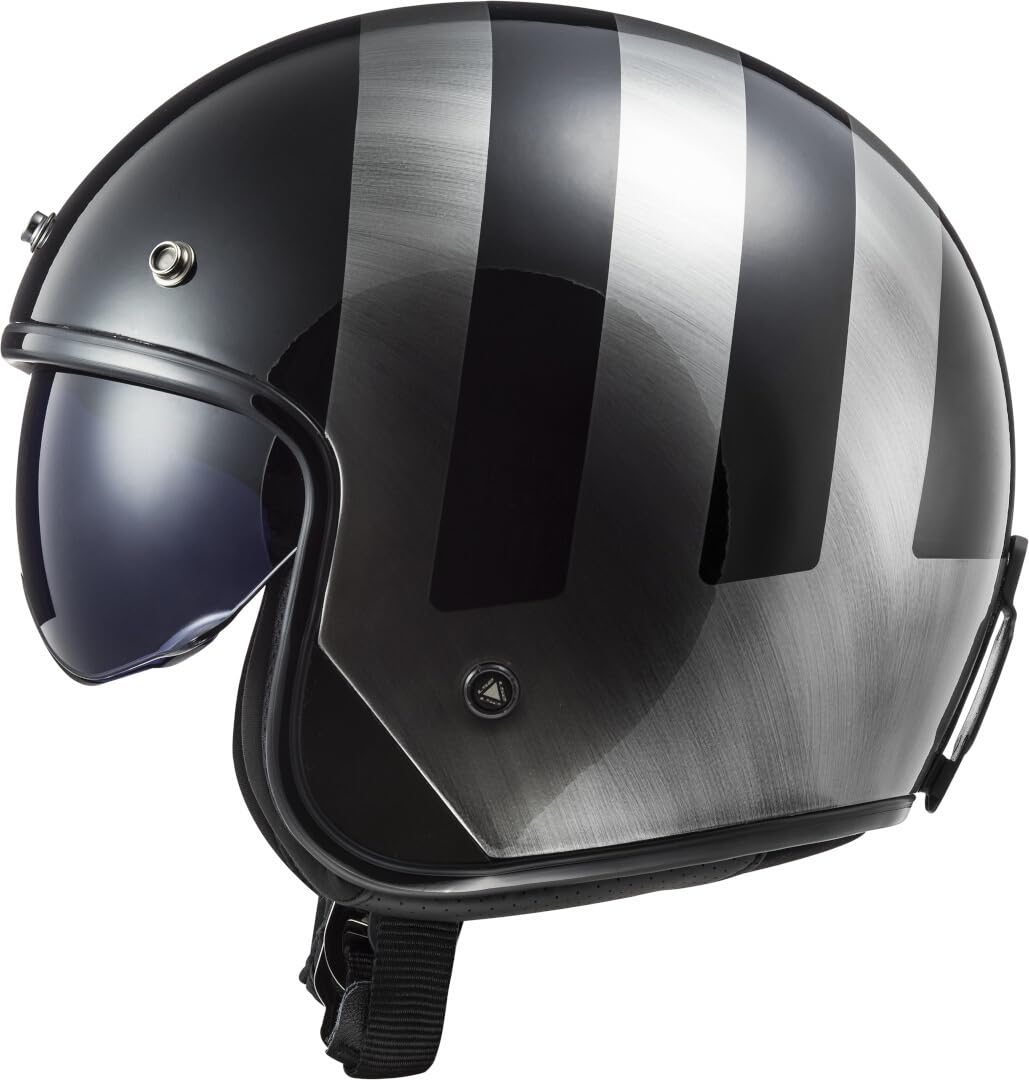 LS2, Jet-Motorradhelm BOB II LINES Gloss Black Jeans, XS