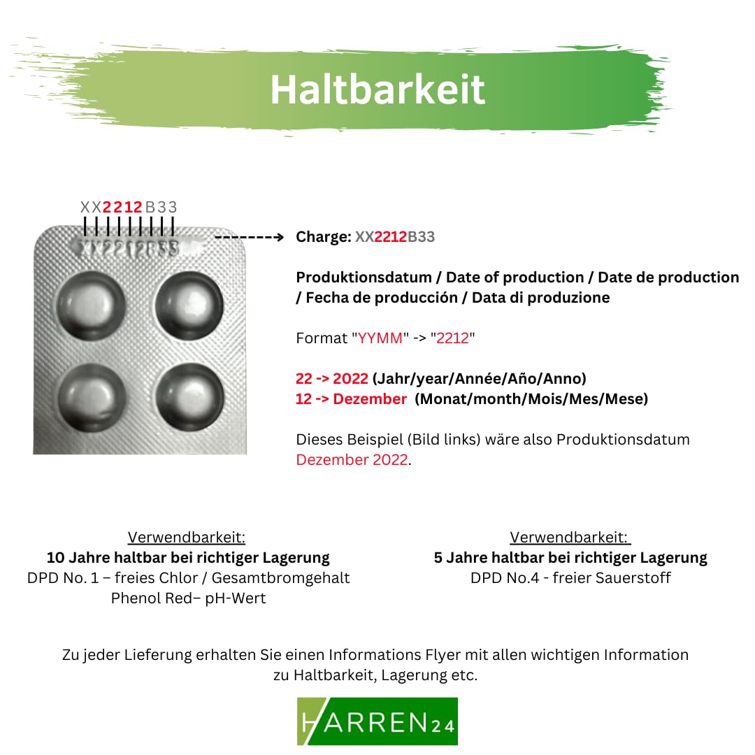 Testtabletten für Schütteltester (Rapid) zur chemischen Wasseranalyse von pH-Wert (Phenol red) und freiem Chlor (2 x 50 Stück)