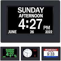 Vista 8 de AINFTIME Reloj DST con día y fecha para ancianos, 3 pantallas, calendario digital, alarma, día, demencia, Alzheimer, reloj con pantalla extragrande