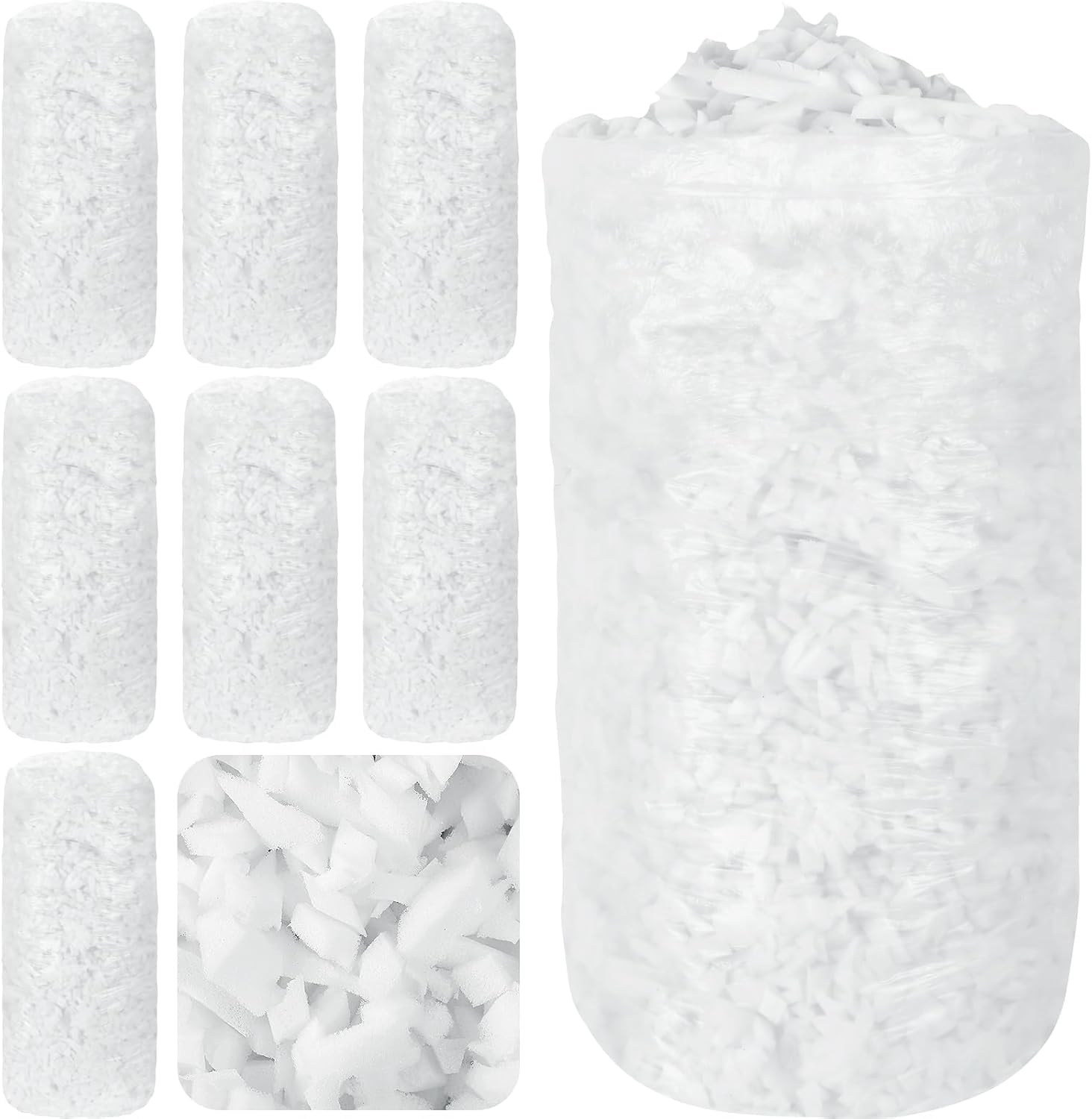 Frienda 40lbs Bean Bag Filler Bulk, Memory Foam Filling, Shredded Soft Foam Filler Stuffing for Bean Bag Refill Pillow Dog Bed Chairs Couch Cushion Stuffed Animals Arts Crafts (White)