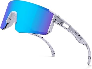 Kids Baseball Sunglasses for Boys Girls Age 4-12 UV400 Lightweight | Non-polarized UV400 lens for infield view, Polycarbonate wrap-around frame for baseball & softball, Pouch included