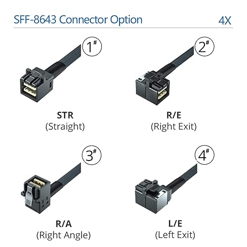 Miniatura 7 de 10Gtek SFF-8643 a SFF-8643 12G Mini SAS HD Cable interno con banda lateral, para placa trasera NVMecontrolador RAID, 100 ohmios, recto a recto, 1.0