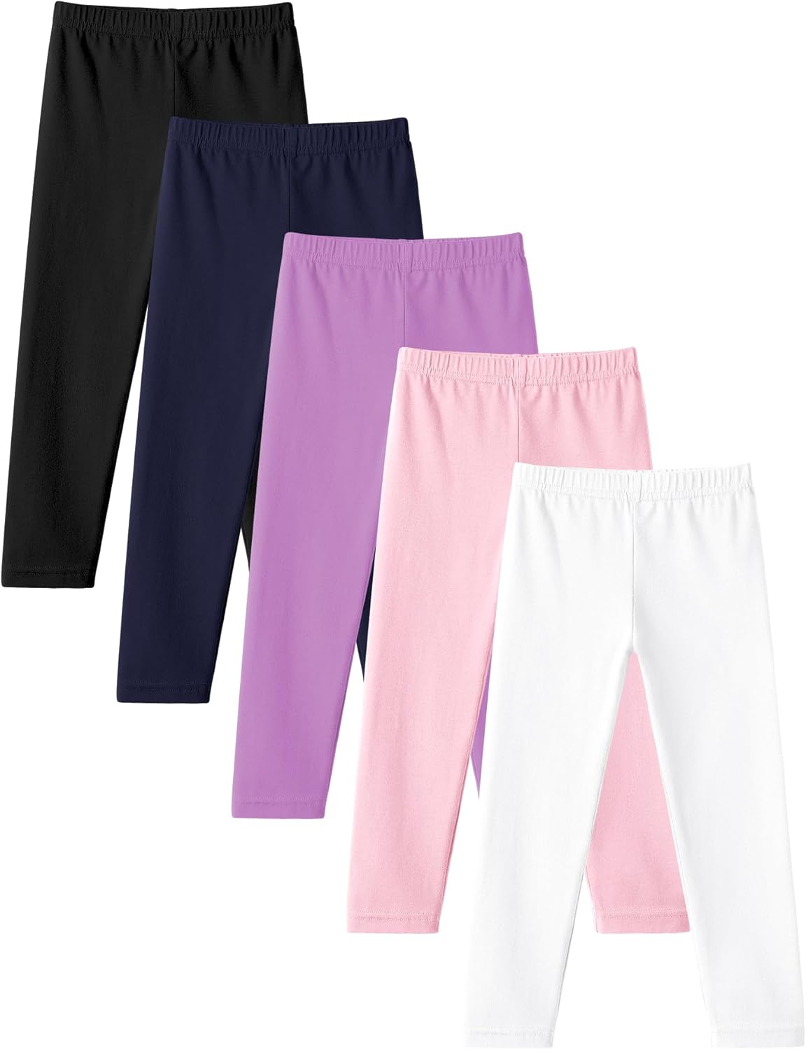 Witwot 5 Pack Toddler Leggings Baby Girls Cotton Pants Toddler Girl Clothes Size 18M-5T