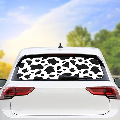 Miniatura 3 de Biyejit Parasol para ventana trasera de coche de vaca blanca y negra con ventosa, accesorios de automóvil con estampado de vaca, bloqueador solar