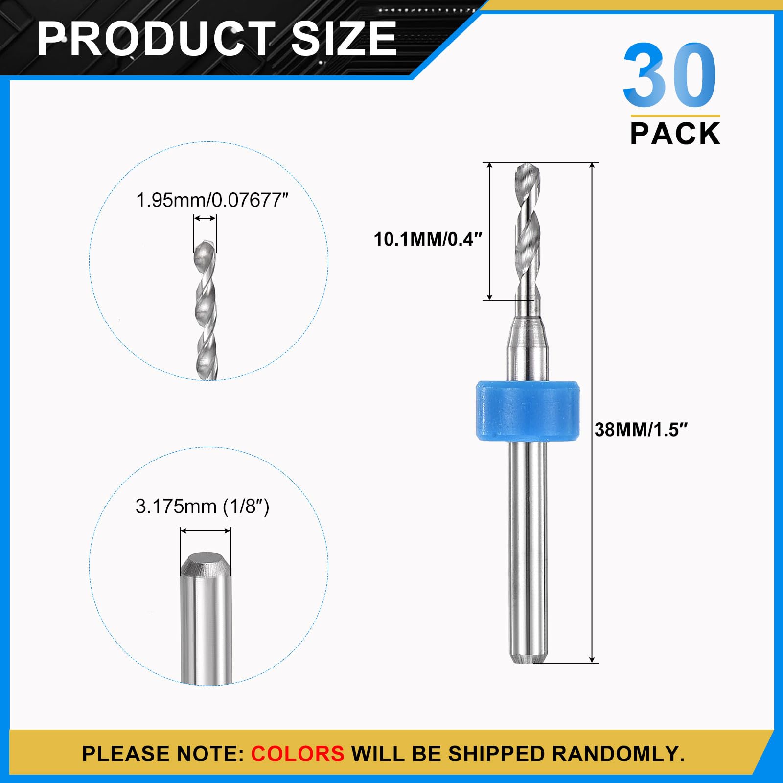 PATIKIL 30 Pack 1.95mm Micro Drill Bits 1/8" Shank Carbide Tungsten Steel 135° Mini Small Bits Print Circuit Board Drilling Tool for CNC Engraving Precision Machinery - Image 2