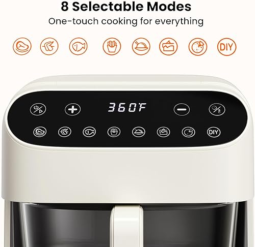 Miniatura 2 de Freidora de aire de vidrio de 4.5 cuartos de galón, cesta sin PFAS y apta para lavavajillas, 8 pantallas táctiles preestablecidas, cocción de vista