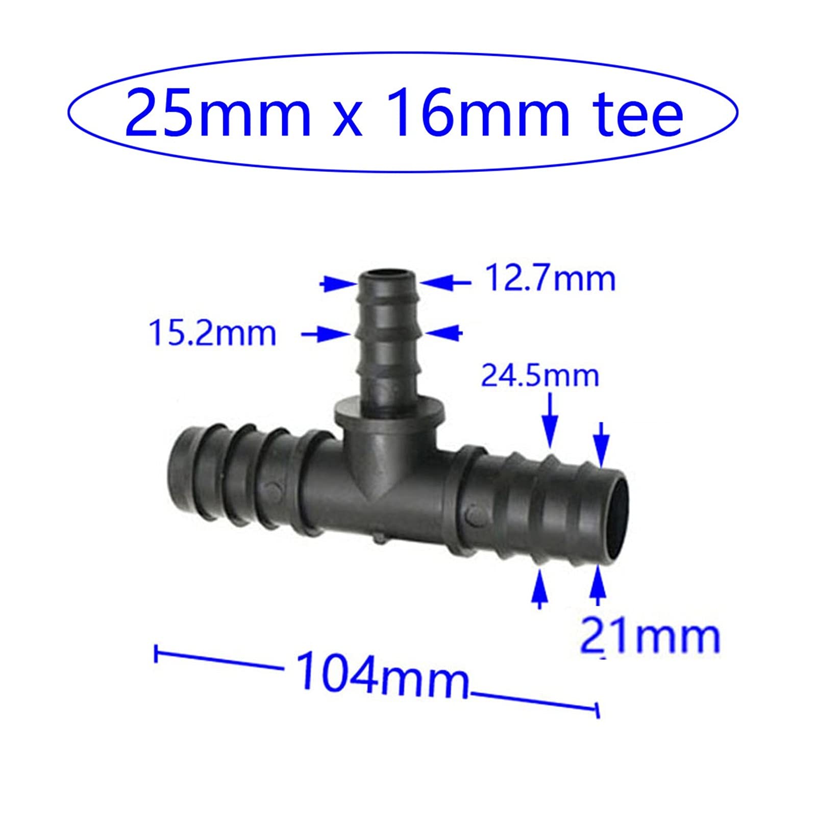 Kit de conectores conjuntos de manguera 25pcs Garden 25mm / 20mm / 16mm de reducción de la manguera de PE TEE Conector de la barba 3/4 1/2 Manguera Diverter Garden Accesorios de irrigación