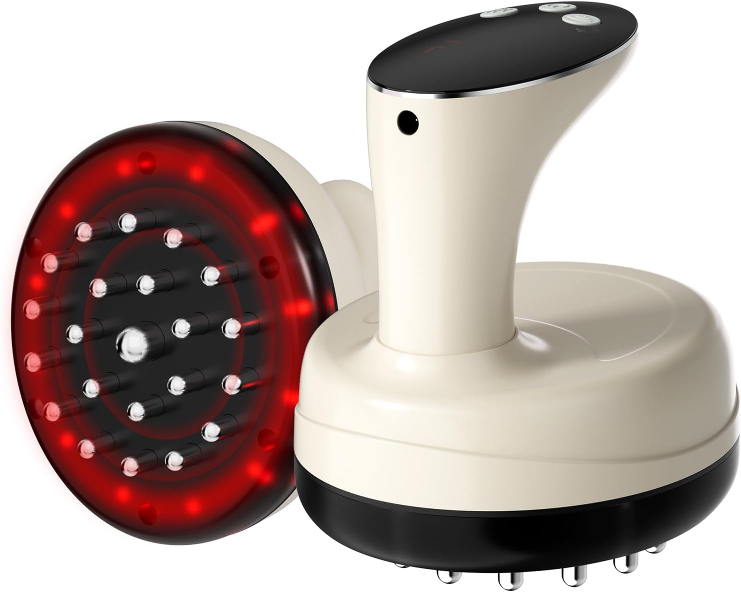 Electric Body Massager for Relaxation, Gentle Vibration & Warming Massage, with Smooth Edge Glide Design, for Legs, Arms & Abdomen, Home Wellness Tool, White/Beige