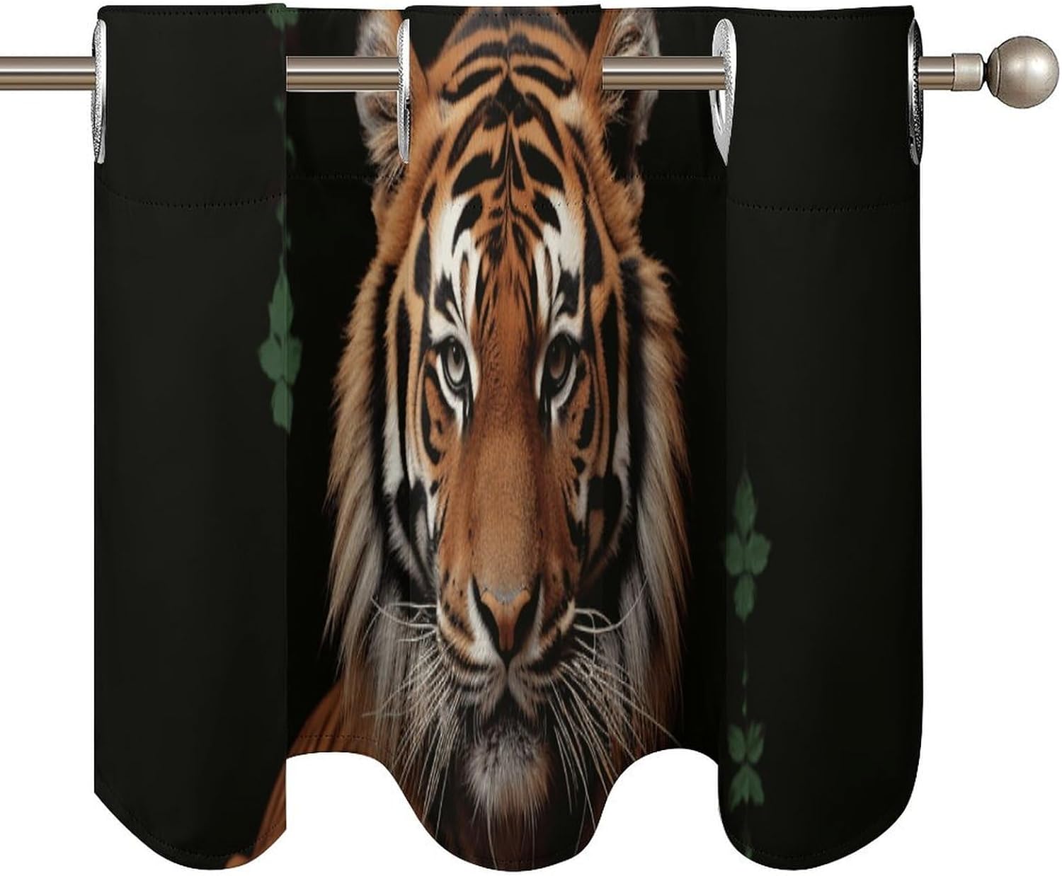 with Tiger and Paws Valance for Windows, 2 Pack Kitchen Curtains Modern Home Decor, Soft Blackout Window Curtains for Living Room & Bedroom, 18 X 52 Inch