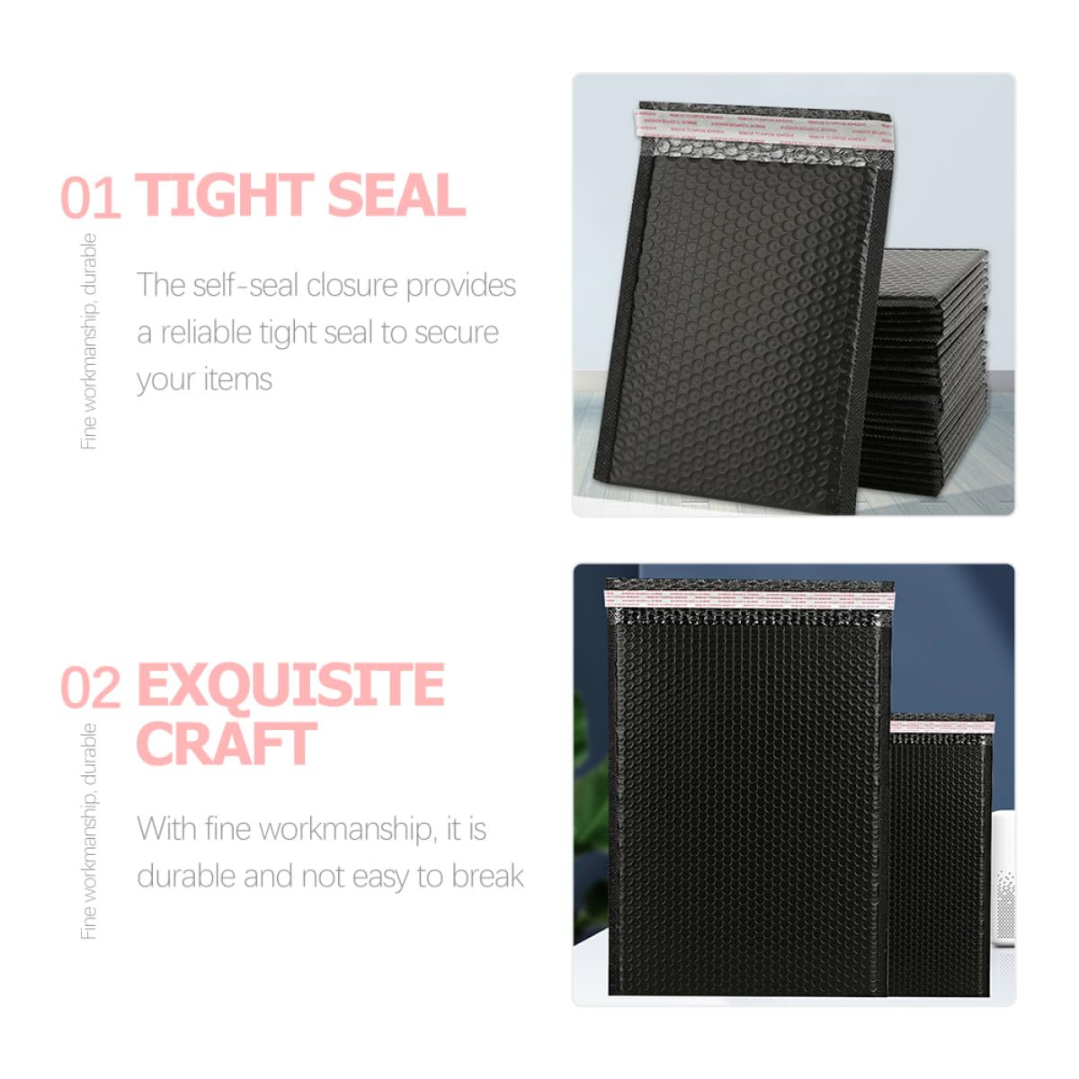 Cabilock 20 Enveloppes Matelassées Auto-adhésives Noires Épaisses 26x32 4 Cm, Paquet Postaux Anti-secousses pour Expédition, Enveloppes Résistantes aux Chocs, Protections D’emballage