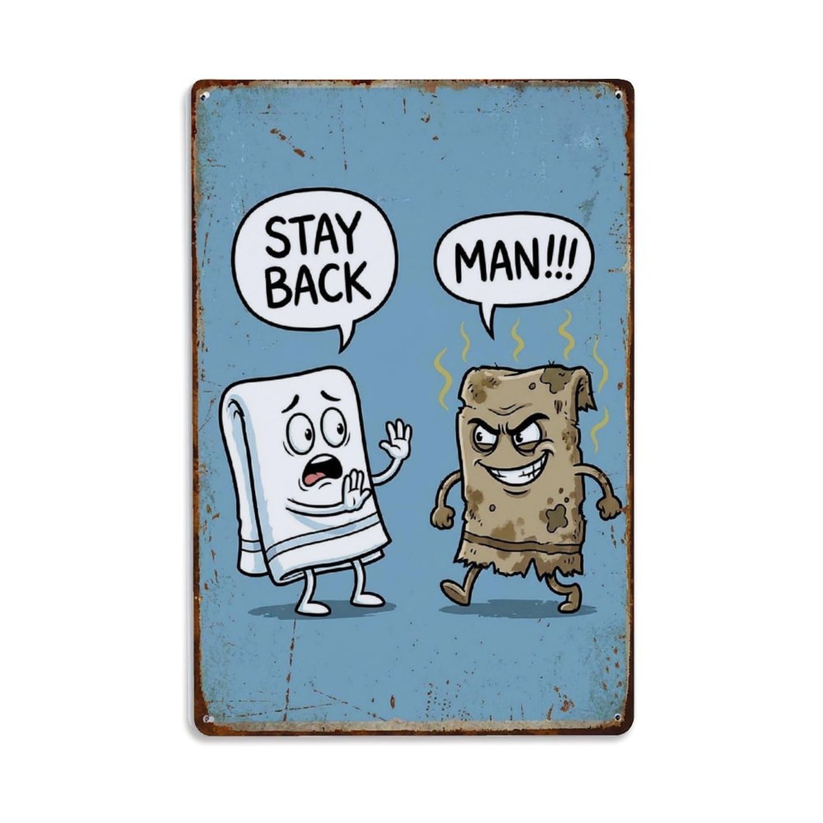 Stay Back Man Funny Vintage Humorous Toilet Metal Tin Sign