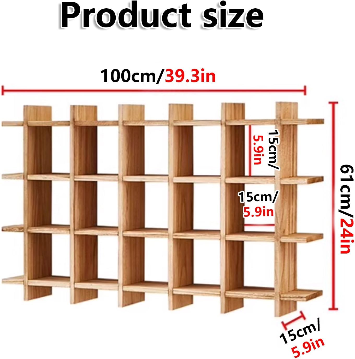 Multifunctional Wooden Mug Display, Wall Mounted Decor Display Case, Space-Saving Wall Cup Holder, Multi-Layer Spice Rack, Suitable for Kitchen, Dining Room(Natural,Large)