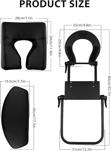 Miniatura 9 de EBANKU Juego de mesa de masaje universal ajustable para cuna facial negra, cuna facial de aluminio ligero y almohada de espuma de 3 pulgadas