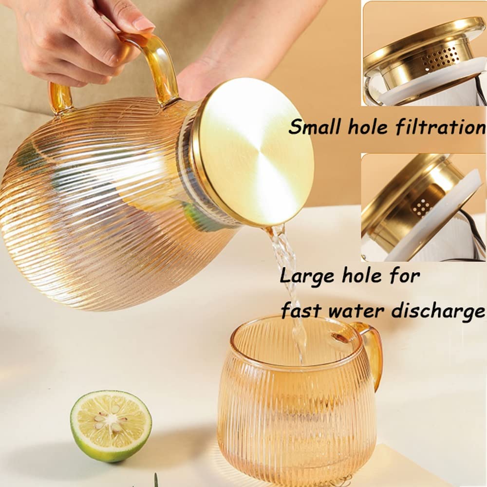 Nff Glaskrug, 2L Glaskaraffe Mit Deckel, Hitzebeständiger Glaswasserkrug Geeignet for Saft, Tee, Kaffee, Milch (Color : Smoke Grey, Size : 1.4L)