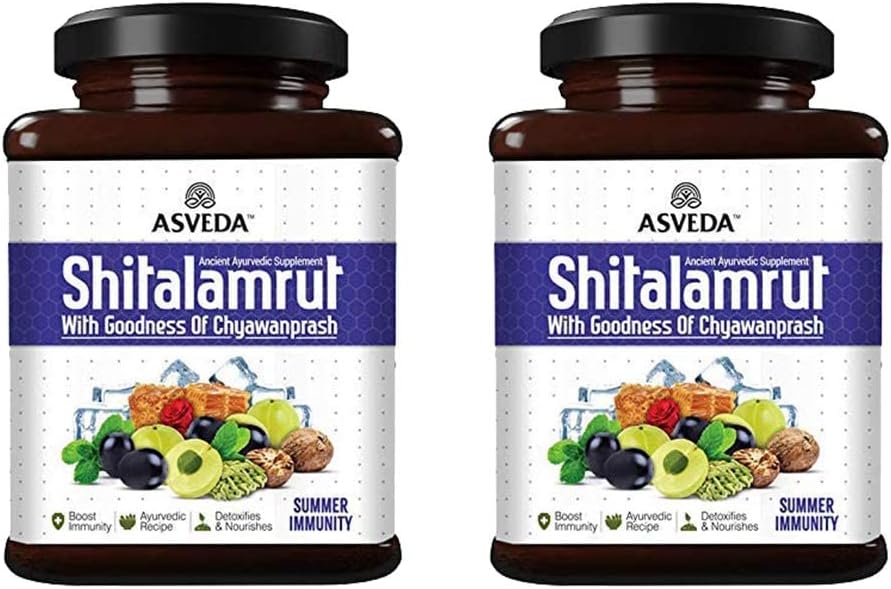 Shitalamrut Sugar Free Chyawanprash - Summer Immunity Booster For Kids, Adults - Improve Strength, Stamina And Energy - 100% Raw Mishri (Khadi Sakar) Grapes - 500Gm, Pack Of 2
