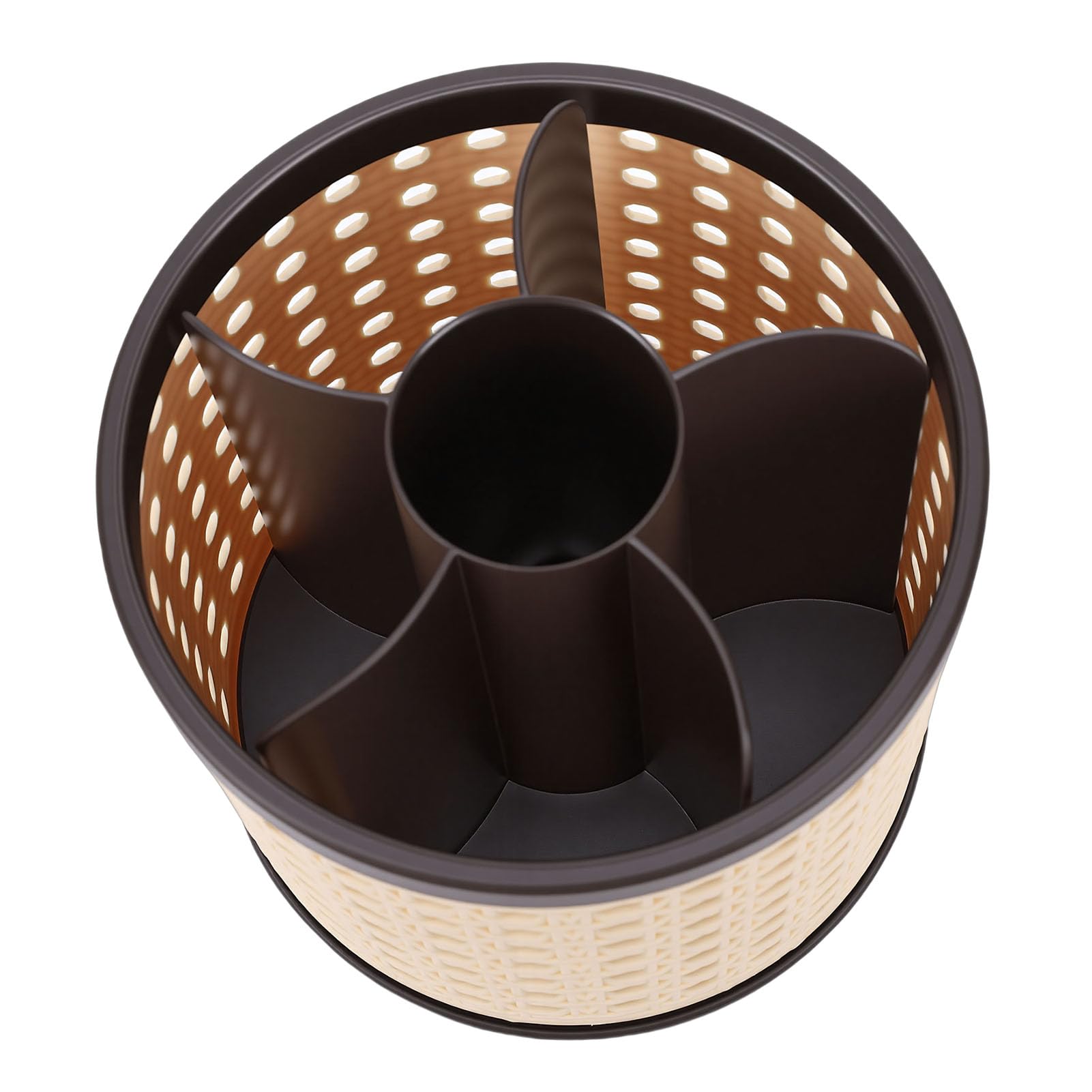 Wakects Porta Pennelli per Trucco Girevole, Organizer in Plastica di Alta qualità con Rotazione a 360 Gradi, Scomparti Multipli per Camera da Letto e Ufficio (BROWN)