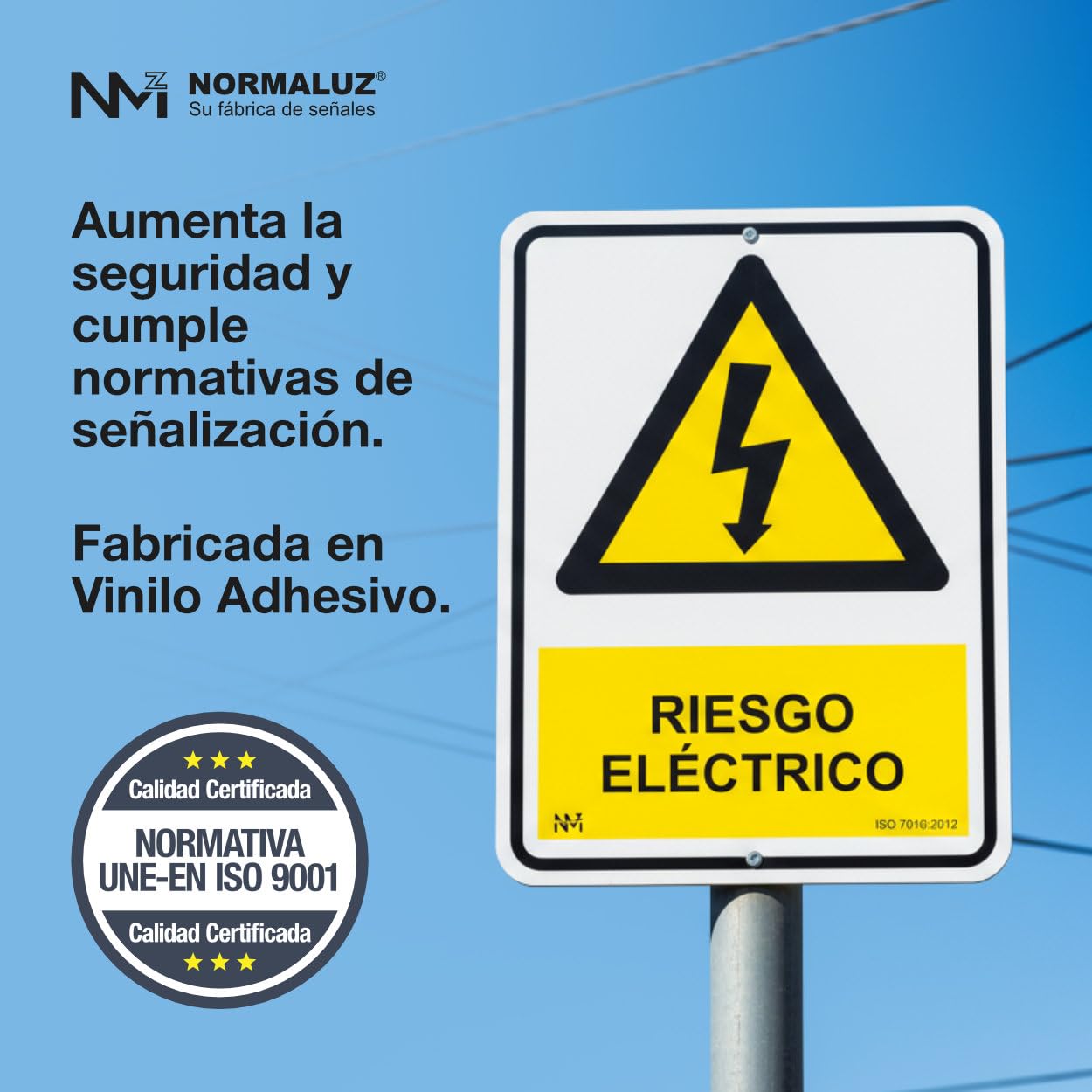 Normaluz RD35607 - Señal Adhesiva Riesgo Eléctrico Adhesivo de Vinilo 15 x 20 cm, Amarillo