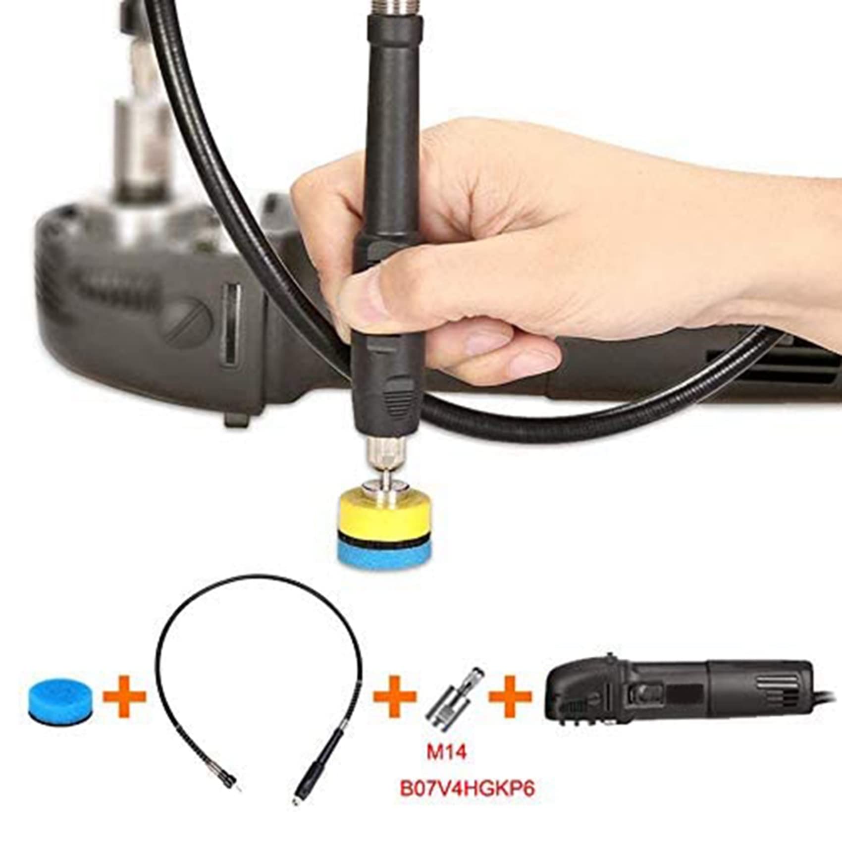 Cwmiibili 3X Mini Detail Polisher Shaft, Car Foam Drill Polishing Pad Kit with 5/8Inch&M14 Thread, for Rotary Tool