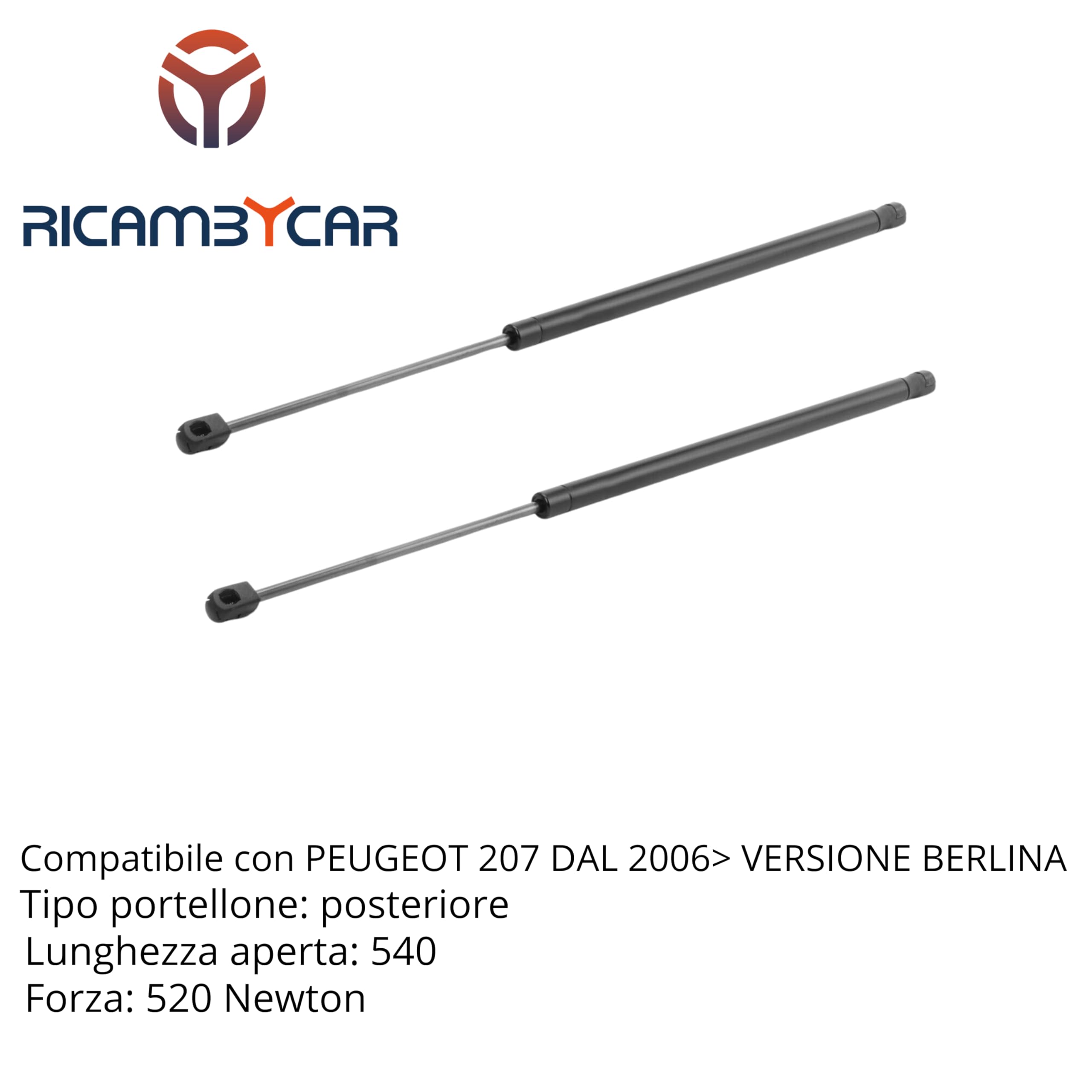 Coppia Molle a Gas Portellone Posteriore Compatibile con PEUGEOT 207 Berlina 2006 > in poi