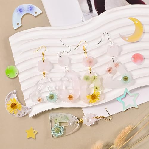 Miniatura 2 de Voyyphixa 54 moldes de silicona para aretes para resina epoxi, moldes de joyería de resina, moldes de lágrima luna estrellas de silicona con agujero