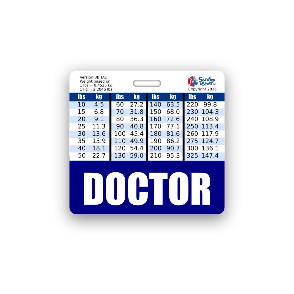 Doctor Badge Buddy Horizontal w/Height & Weight Conversion Charts (Standard, Navy)