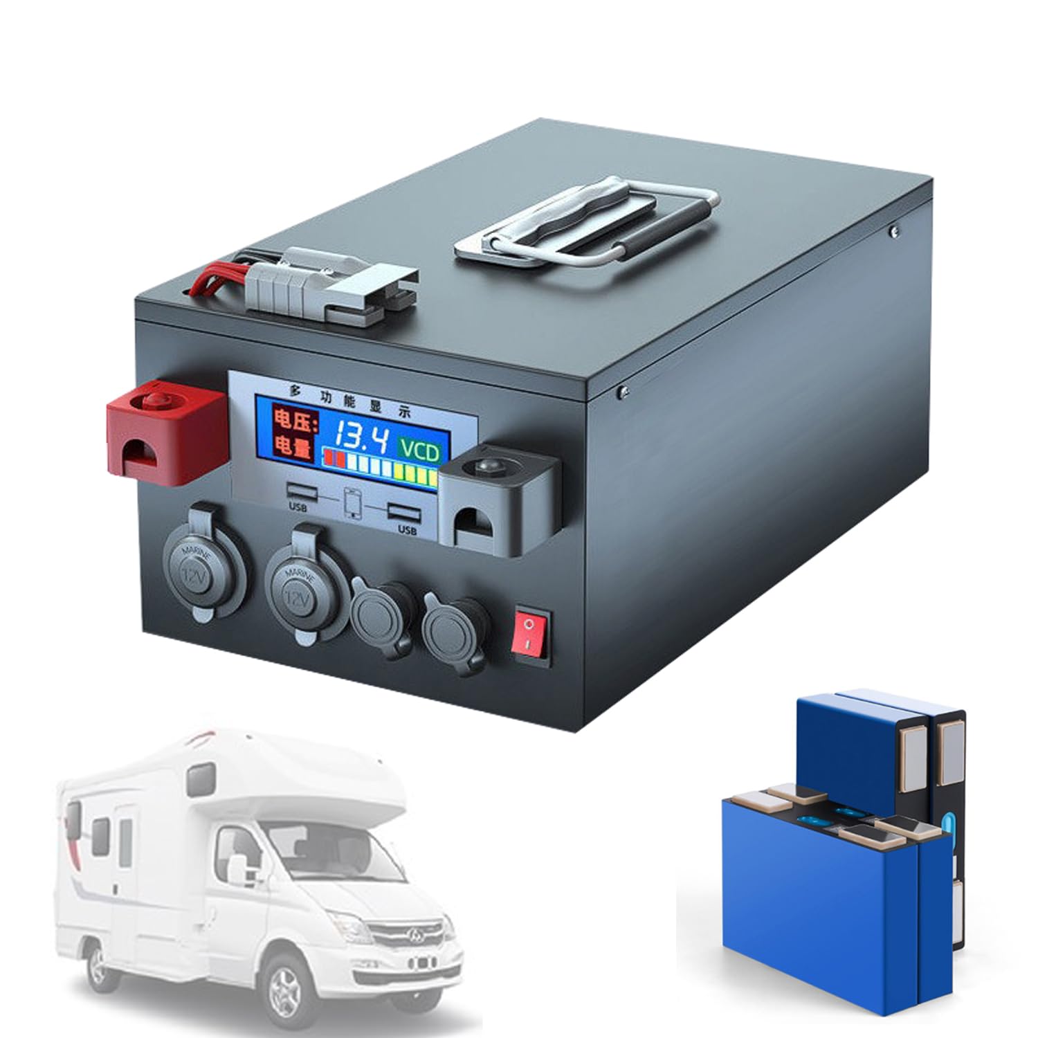 Bateria LiFePO4 Akumulator litowy 12V 200Ah 300Ah 400Ah 500Ah Bateria litowo-żelazowo-fosforanowa z ochroną BMS Bezobsługowy akumulator do samochodu kempingowego/kempingu,12v300ah