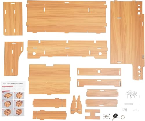 Miniatura 7 de Soporte para monitor de computadora de escritorio, organizador de escritorio de computadora de madera con cajón con cerradura, capacidad de carga de