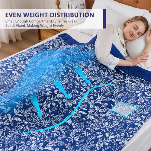 Image of yescool Weighted Blanket for Adults (15 lbs, 48 inch x 72 inch, Indigo) Cooling Heavy Blanket for Sleeping Perfect for 140-160 lbs, Twin Size Breathable Blanket with Premium Glass Bead, Machine Washable