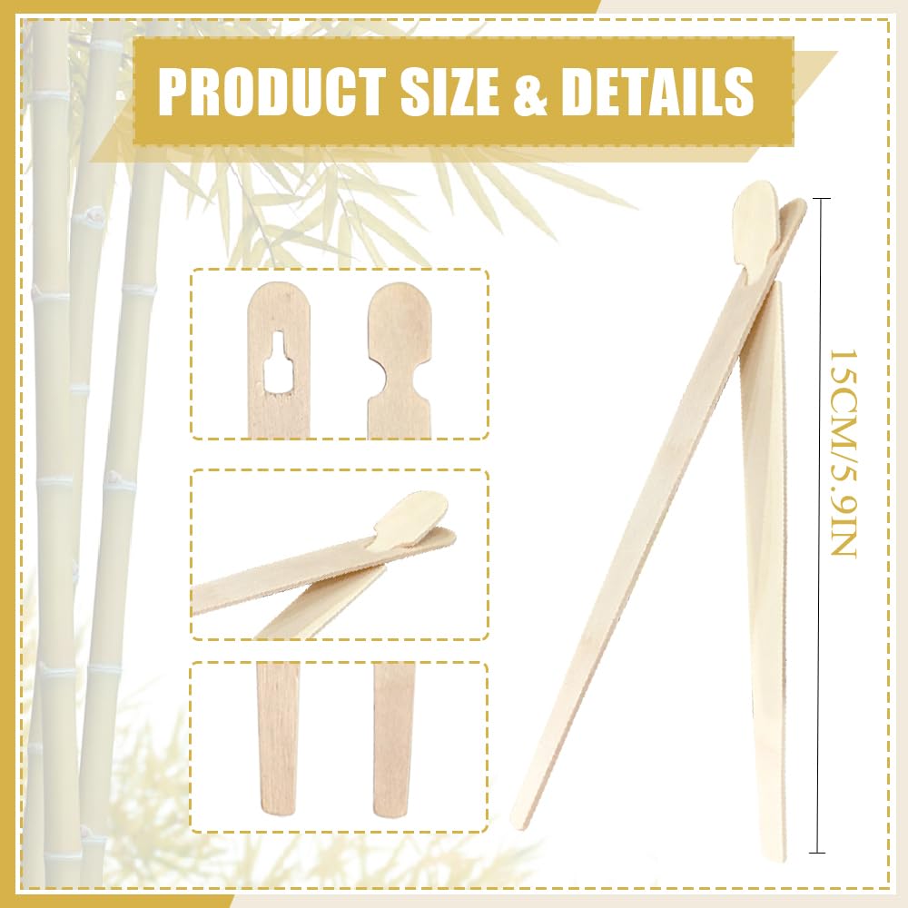 Elfzone Bamboo Skewers - BBQ Skewers Disposable and Collapsible Salad Tongs Natural for Easy Carry & Storage and Serving Food,Wooden Tongs 20pcs