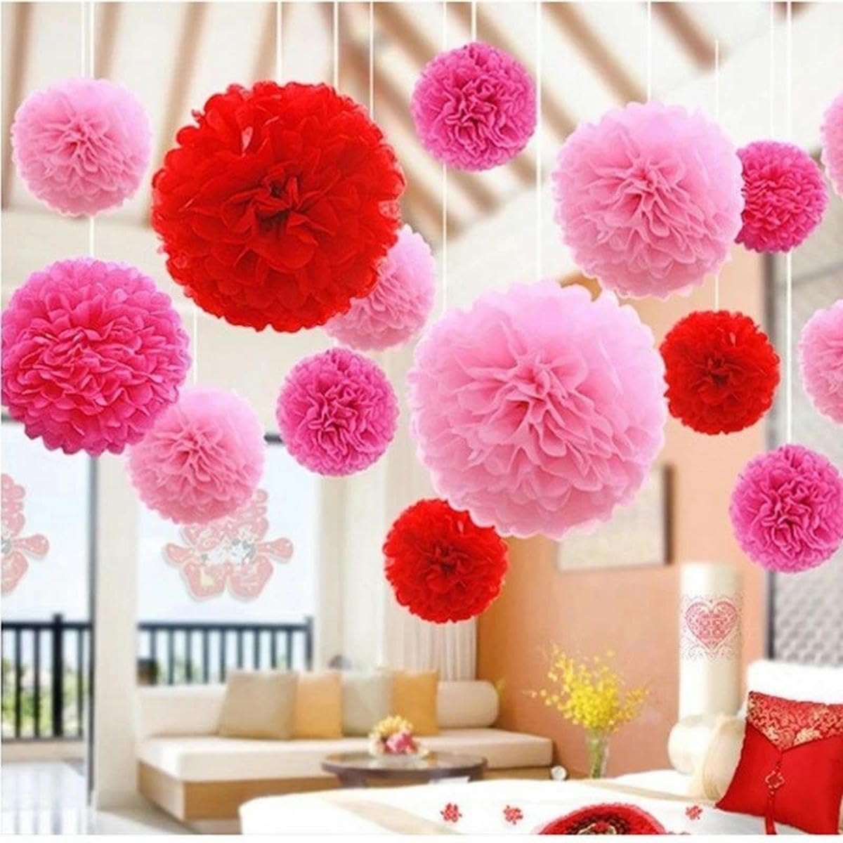 6 pompon di carta velina, 25 cm, decorazione per matrimoni, fai da te, carta decorativa, fiori di carta, per compleanno, matrimonio, feste, soggiorno, decorazione della stanza, verde A