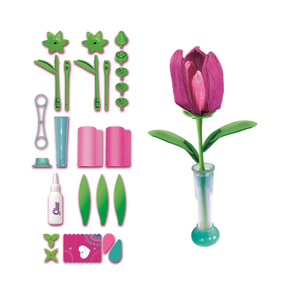 Clementoni IDEA Small Flowers Tulips, Create Your Flower kit, Gift Set, 18878, Pink - Image 4