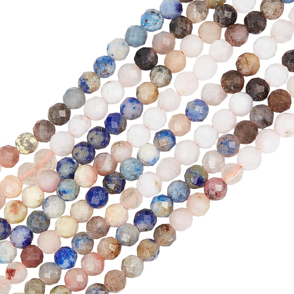 Beebeecraft 240 Perline Di Pietra Naturale Amazonite 3mm Micro Sfaccettate - Fili Rotondi Per Gioielli Fai Da Te, Distanziali In Scatola (2 Fili)
