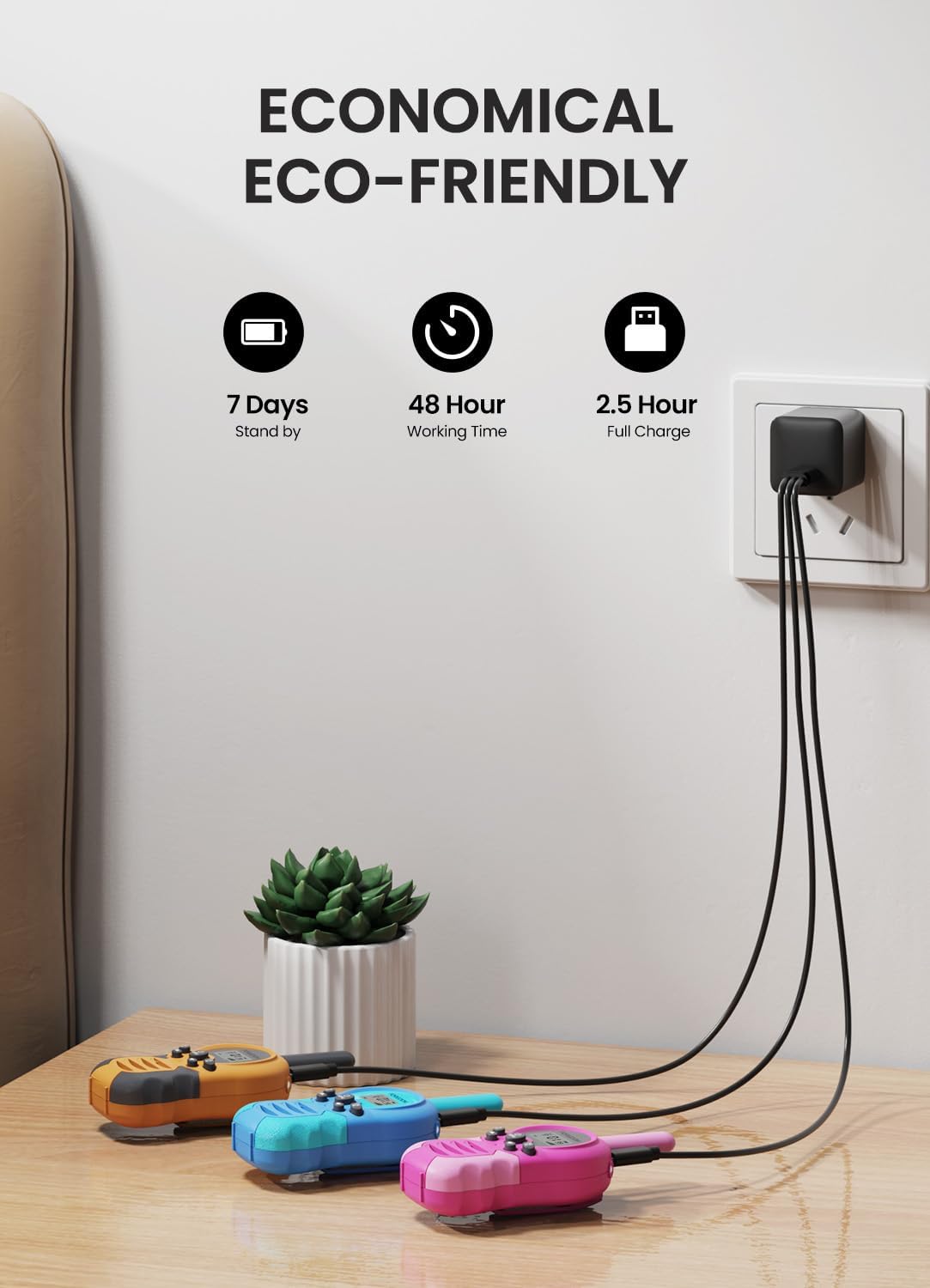 FOREDOM Rechargeable Walkie Talkies for Kids Walkie Talkies Long Range for Boy & Girl Age 3 to 12 Year Old Birthday Toys - 3 Pack - Image 3