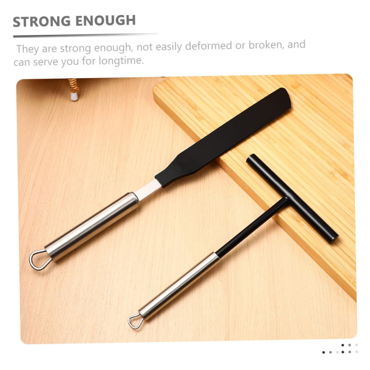 Espátula para Crepes de Acero Inoxidable, 2 Juegos | Grip Cómodo, Resistente a Roturas, para Pancake y Crepe, Utensilios de Cocina en Acero Inoxidable