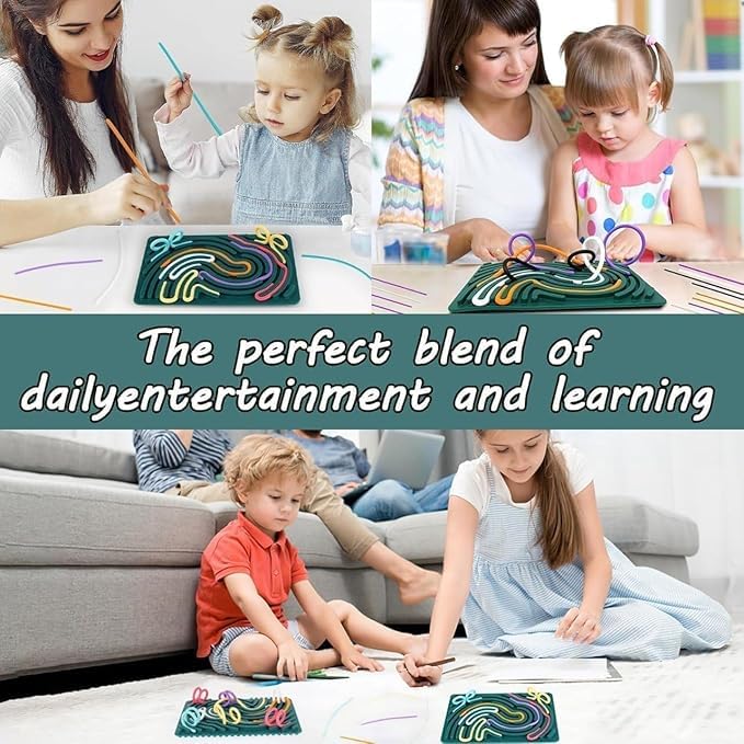 Silicone Sensory Fidget Board Toy | Double-Sided Activity Board with Color Strings | Stress Relief, Focus & Calm Toy for Kids and Adults (Large) 2