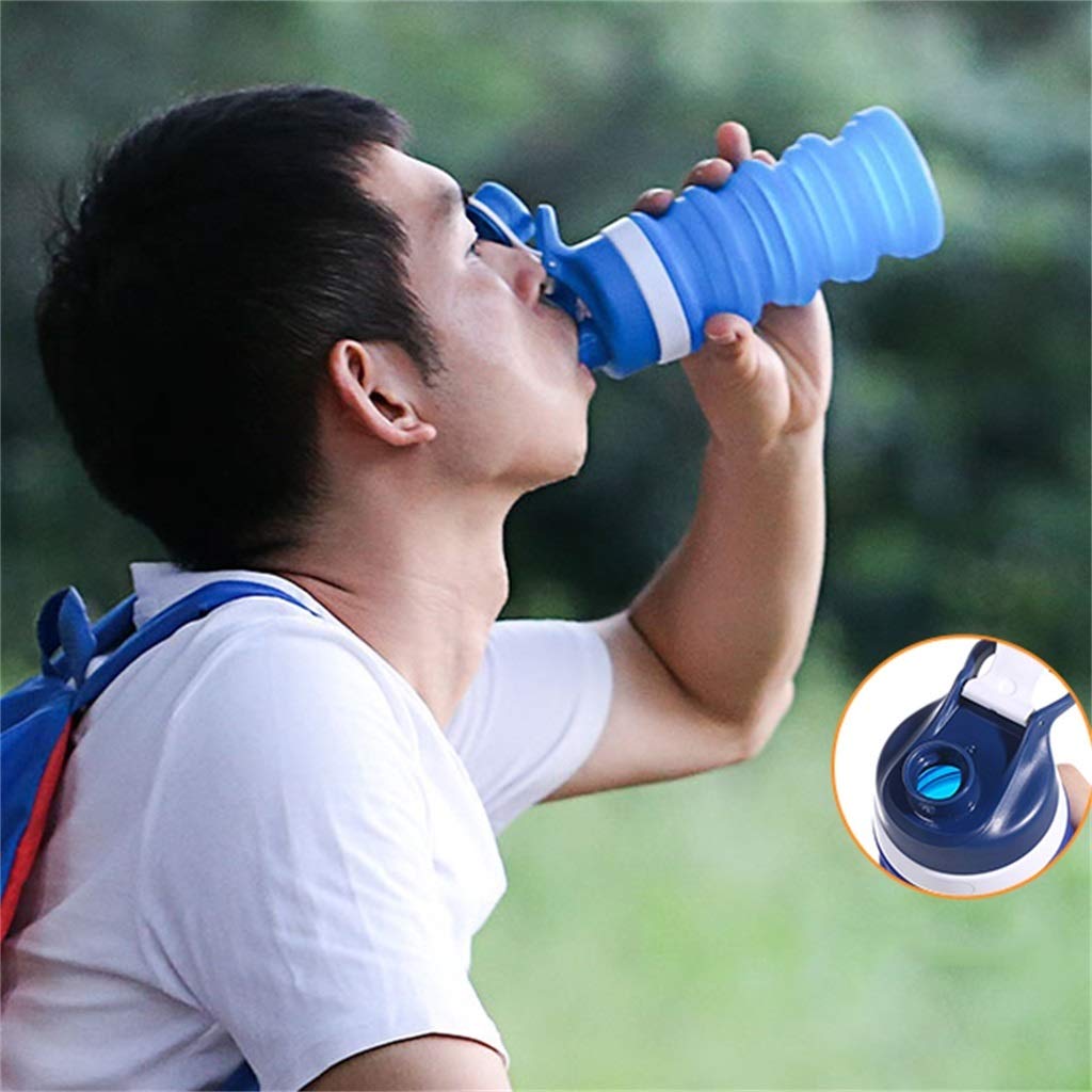 Bottiglia d'Acqua Pieghevole, 500ml Resistente al Calore con Gancio Usato for Viaggi All'aperto (3 Colori)