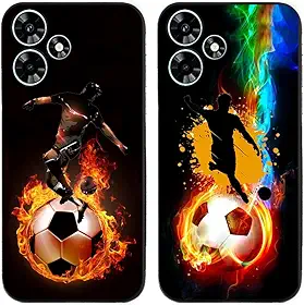 Capa para Infinix Hot 30 Play / 30 Jogos, Jogador de Futebol Legal Impresso Durável Degradável TPU Silicone Gel Fina Capa de Telefone Traseira, 2 Pçs/lote
