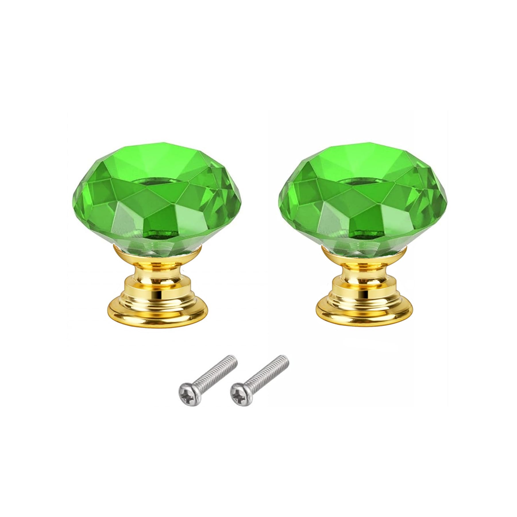 Crystal Drawer Knobs from Hotooldo -30mm Gold Base Glass Drawer Knobs Crystal Door Handles Diamond Shaped Pulls with Screw for Home Kitchen Office Chest Cabinet Drawer,2Pcs Green-Gold Base