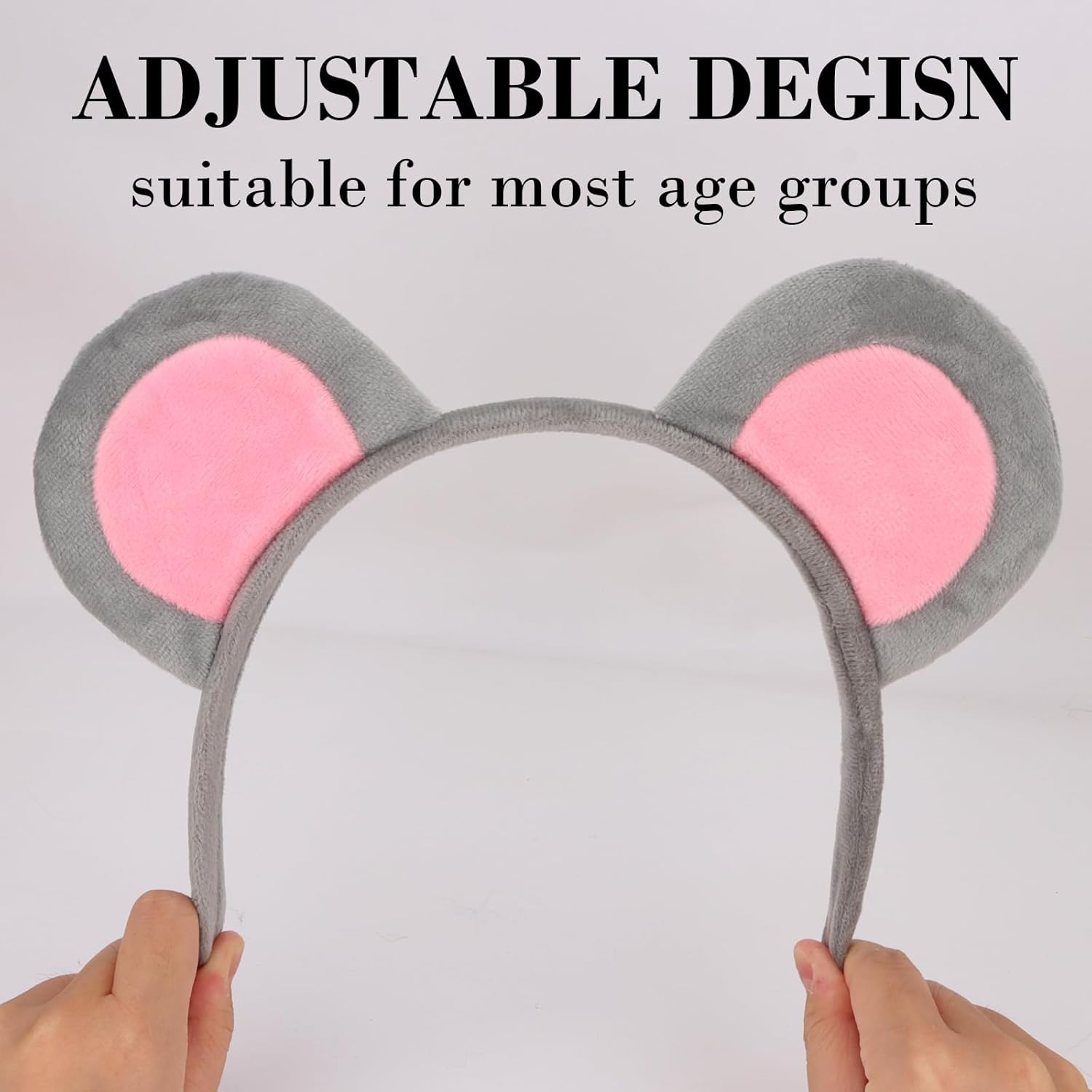 Grey Mouse Ear Headband Elastic Hair Hoop Cute Rat for Animal Christmas Birthday Party Halloween Theme Cosplay Accessories - Image 7