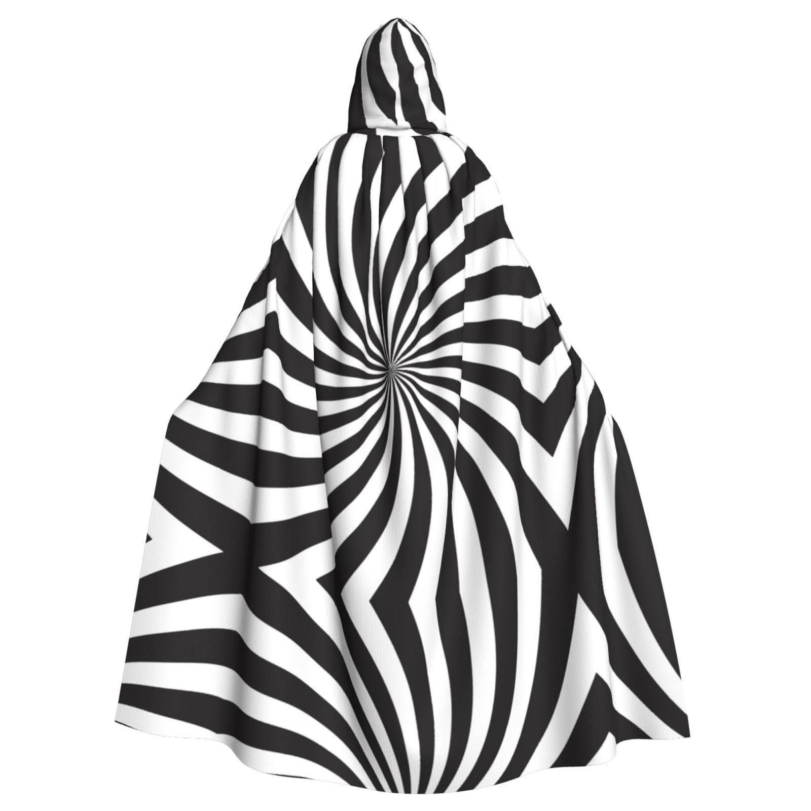 White Black Swirl Design Unisex Hooded Halloween Cloak Cosplay Halloween Christmas Fancy Dress Costumes For Adults โ image 1
