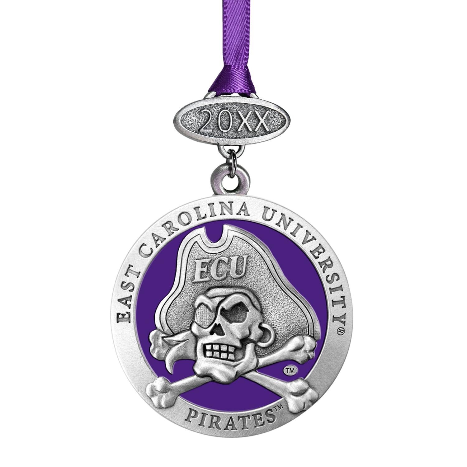 Heritage Pewter East Carolina Pirates Class of 2025 Ornament | Hand-Sculpted Christmas Tree Ornament | Intricately Crafted Metal Pewter Alma Mater Inlay