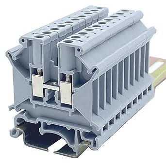 Erayco UK5N-GR DIN Rail Terminal Block, Screw Clamp, 600V 30A 30-10AWG, Pack of 100