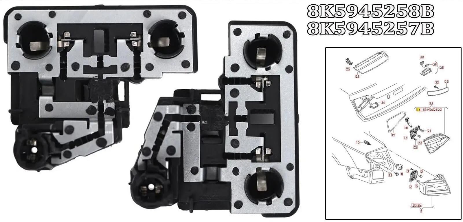 Luz Trasera del Coche Portalámparas Luz Trasera Interior para A4 B8 Sedán 2008 2009 2010 2011 2012 Placa De Circuito De Freno Luz Trasera 8K5945258B 8K5945257B Autopartes(Izquierda)