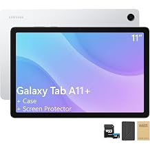 Samsung Galaxy Tab A11+ 11" Android Tablet Bundle with Case, Screen Protector & 128GB microSD, 6GB RAM 128GB Storage, 90Hz Display, Dolby Atmos Speakers, LongLasting Battery, Slim & Light, Silver