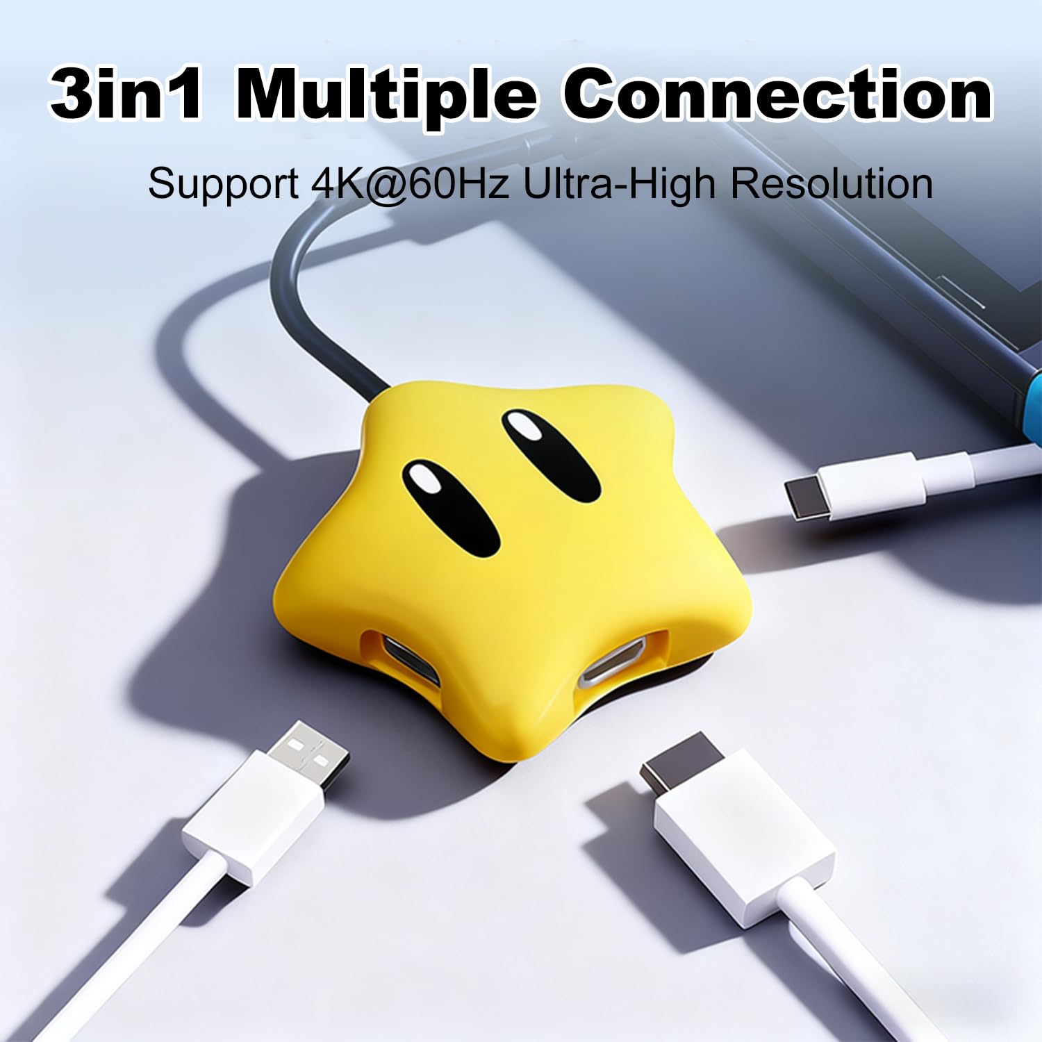 RREAKA Switch2 Dock für Nintendo Switch 2 & 1, Sternadapter mit 4K@60Hz, USB 3.0 Port, Typ C 100W Ladung, LED-Licht, tragbare Star-Dockingstation, für Switch1/2